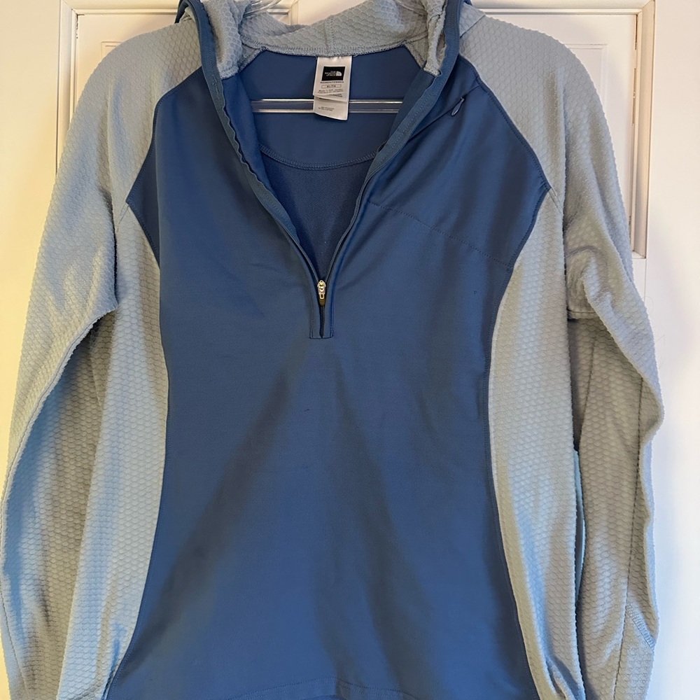 North Face Blue and Gray Hoodie